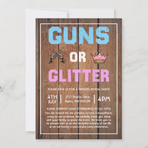 Pistolen oder Glitter - Geschlechterenthüllung Einladung
