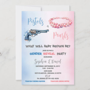 Pistolen oder Perlen Gender Reveal Party Einladung
