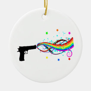 Pistolen-Shooting Stars u. Regenbogen Keramikornament