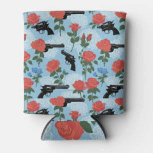 Pistolen und Rose Lacy Floral in Blau Dosenkühler