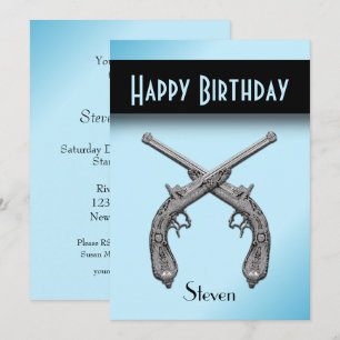 Pistols croisés Blue Anniversaire Invitation