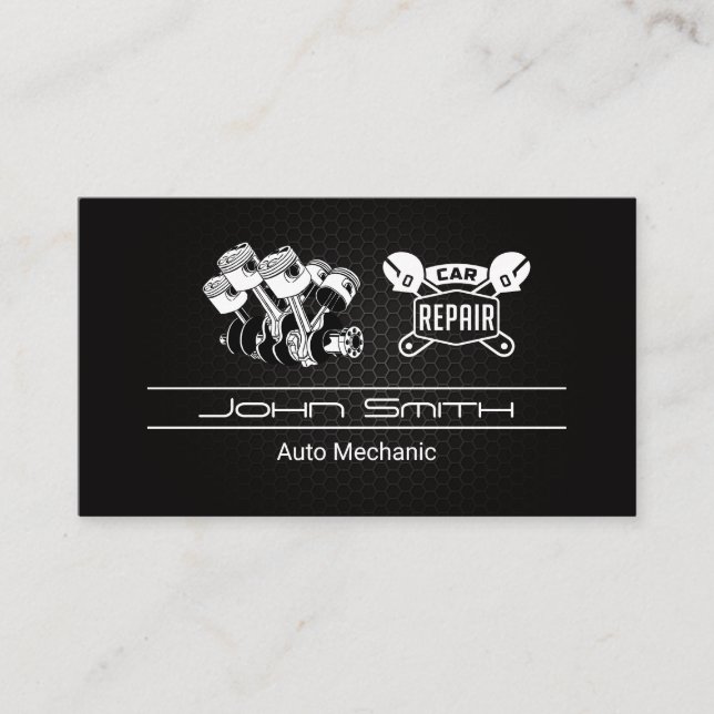 Piston Car Motor | Kfz-Reparatur | Wrenches Visitenkarte (Vorderseite)