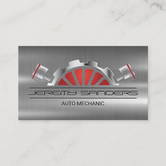Pistons métalliques | Carte de visite des services (Devant)
