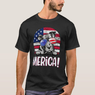 Pit Bull 4. Juli Amerikanische Flagge Hunde Männer T-Shirt