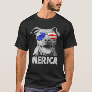 Pit Bull 4. Juli Merica Männer American Flag Sung T-Shirt