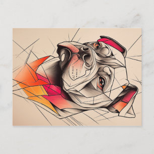 Pit Bull Abstrakt Portrait Postkarte