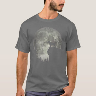 Pit bull and Moon Halloween T-Shirt