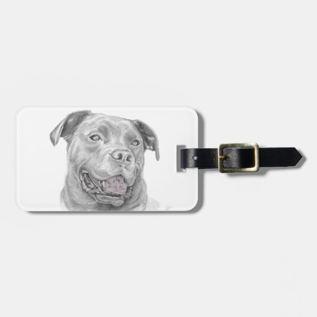Pit Bull Art Zeichnend Gepäckanhänger (Vorderseite horizontal)