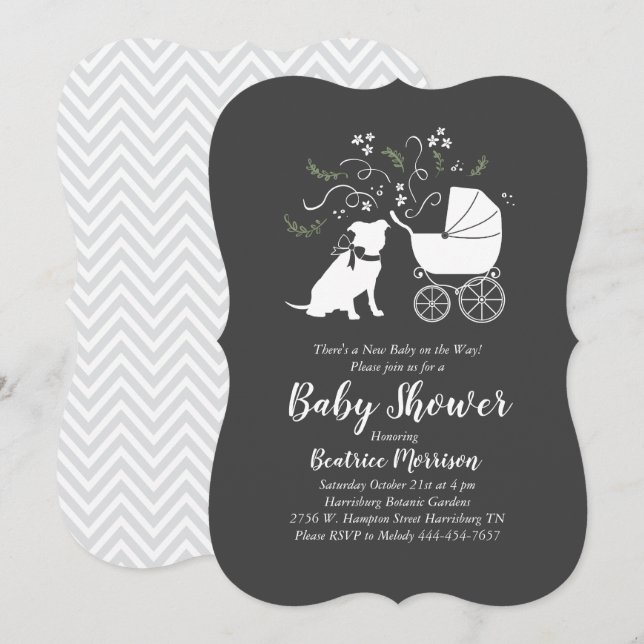 Pit Bull Baby Duwer Gender Neutral Pitbull Invita Einladung (Vorne/Hinten)