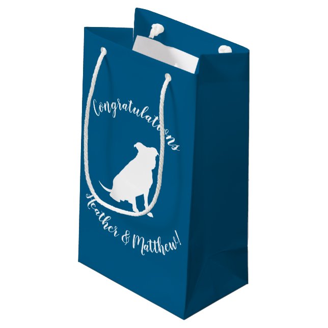 Pit Bull Babydusche Hund Pitbull Blue Boy Kleine Geschenktüte (Rückseite Schrägansicht)