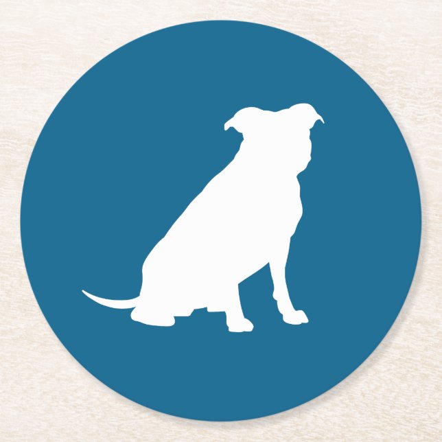 Pit Bull Babydusche Hund Pitbull Blue Boy Runder Pappuntersetzer (Vorderseite)
