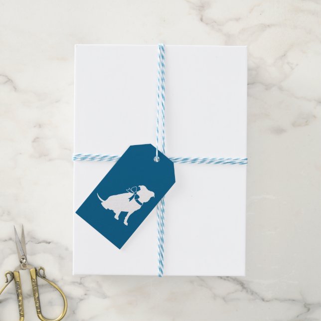 Pit Bull Babydusche Pitbull Dog Blue Boy Geschenkanhänger (Mit Garn)