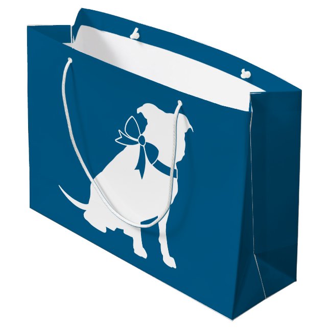 Pit Bull Babydusche Pitbull Dog Blue Boy Große Geschenktüte (Rückseite Schrägansicht)