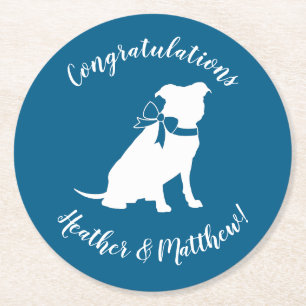 Pit Bull Babydusche Pitbull Dog Blue Boy Runder Pappuntersetzer