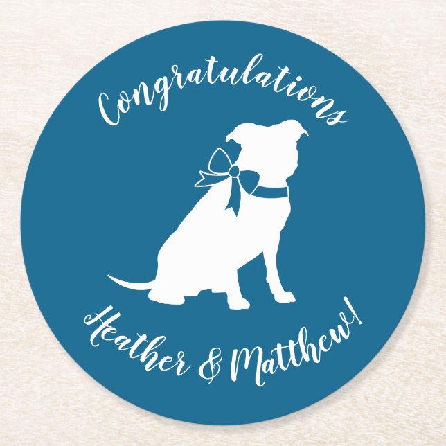 Pit Bull Babydusche Pitbull Dog Blue Boy Runder Pappuntersetzer (Vorderseite)
