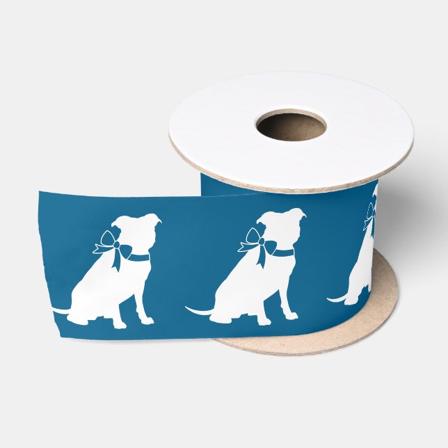 Pit Bull Babydusche Pitbull Dog Blue Boy Satinband (Spule)