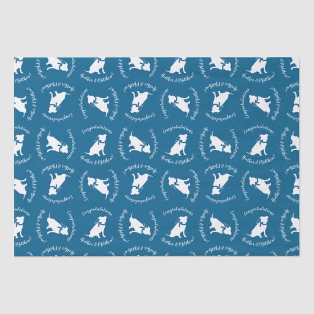 Pit Bull Babydusche Pitbull Dog Blue Boy Seidenpapier (Vorderseite)