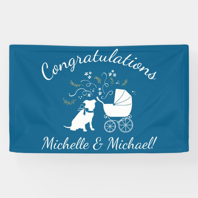 Pit Bull Dog Baby Dusche Blue Boy Pitbull Banner (Horizontal)
