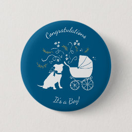 Pit Bull Dog Baby Dusche Blue Boy Pitbull Button