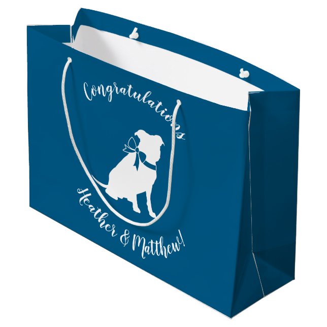 Pit Bull Dog Baby Dusche Blue Boy Pitbull Große Geschenktüte (Rückseite Schrägansicht)
