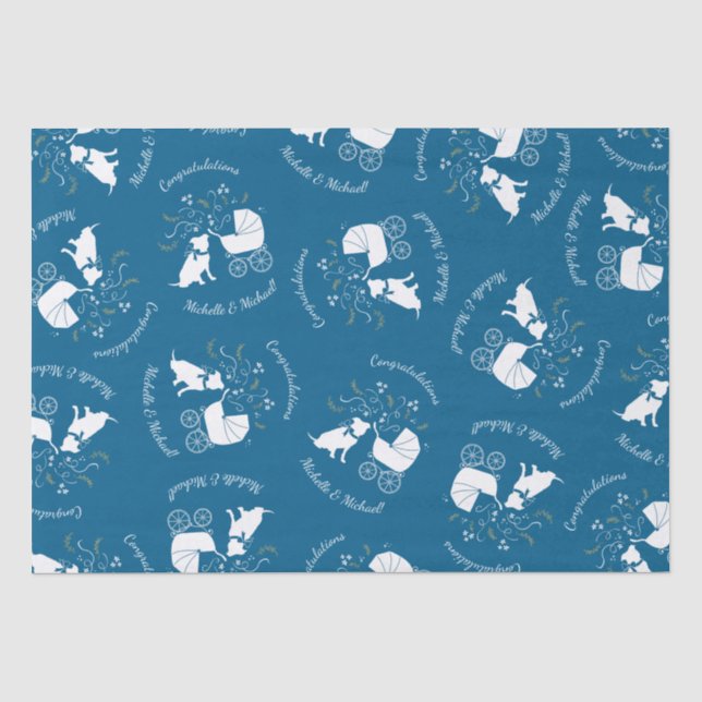 Pit Bull Dog Baby Dusche Blue Boy Pitbull Seidenpapier (Vorderseite)