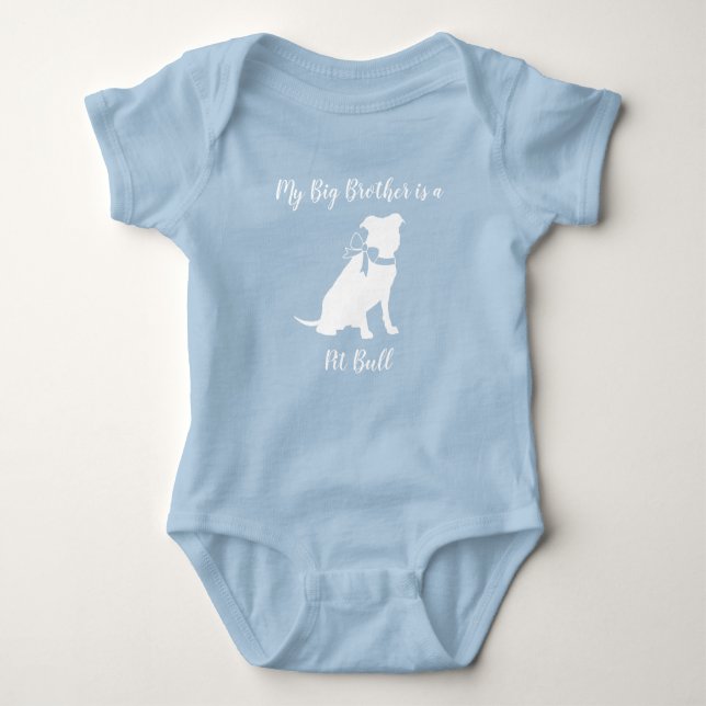 Pit Bull Dog Baby Dusche Blue Boy Pitbull Strampler (Vorderseite)