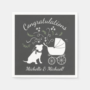 Pit Bull Dog Baby Dusche Pink Girl Pitbull Serviette