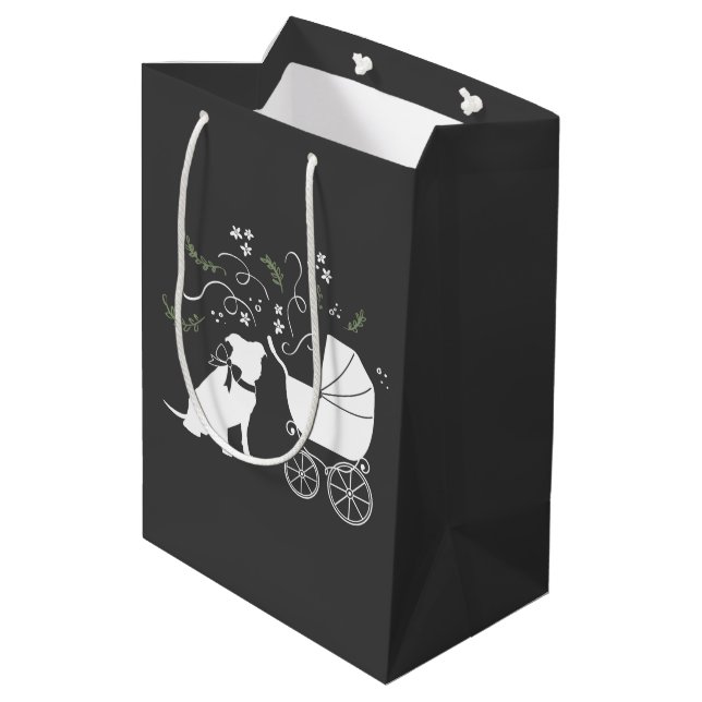 Pit Bull Dog Baby Duwer Gender neutral Mittlere Geschenktüte (Rückseite Schrägansicht)