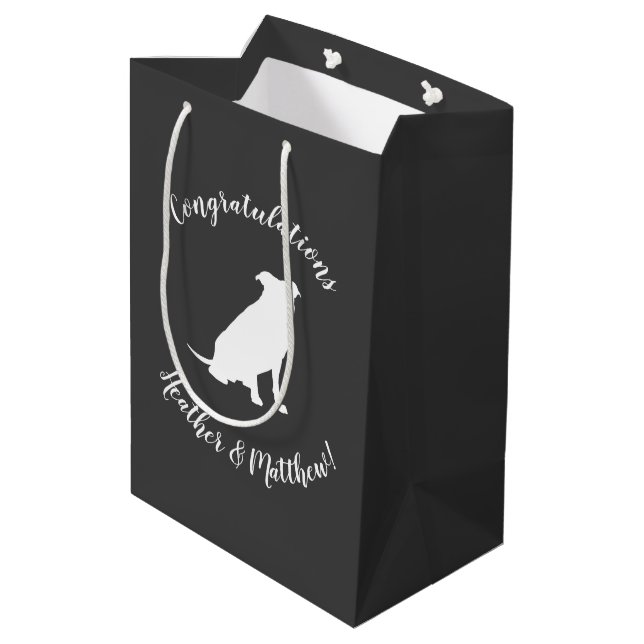 Pit Bull Dog Baby Duwer Gender neutral Mittlere Geschenktüte (Rückseite Schrägansicht)