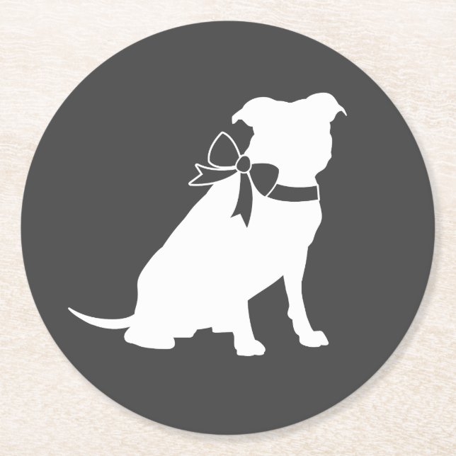 Pit Bull Dog Baby Duwer Gender neutral Runder Pappuntersetzer (Vorderseite)