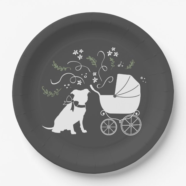 Pit Bull Dog Baby Pitbull Duschgeschlecht neutral Pappteller (Vorderseite)