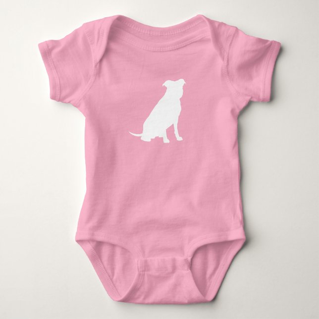 Pit Bull Dog Babydusche Pink Girl Pitbull Baby Strampler (Vorderseite)