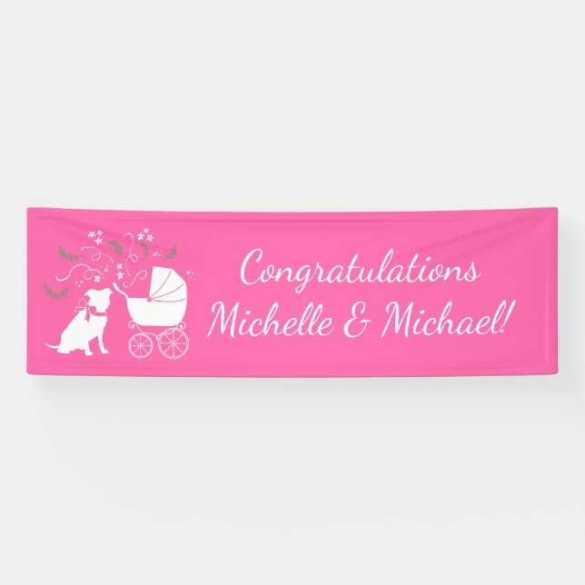 Pit Bull Dog Babydusche Pink Girl Pitbull Banner (Horizontal)