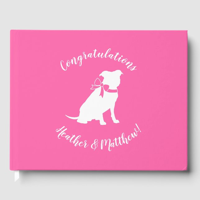 Pit Bull Dog Babydusche Pink Girl Pitbull Gästebuch (Vorderseite)