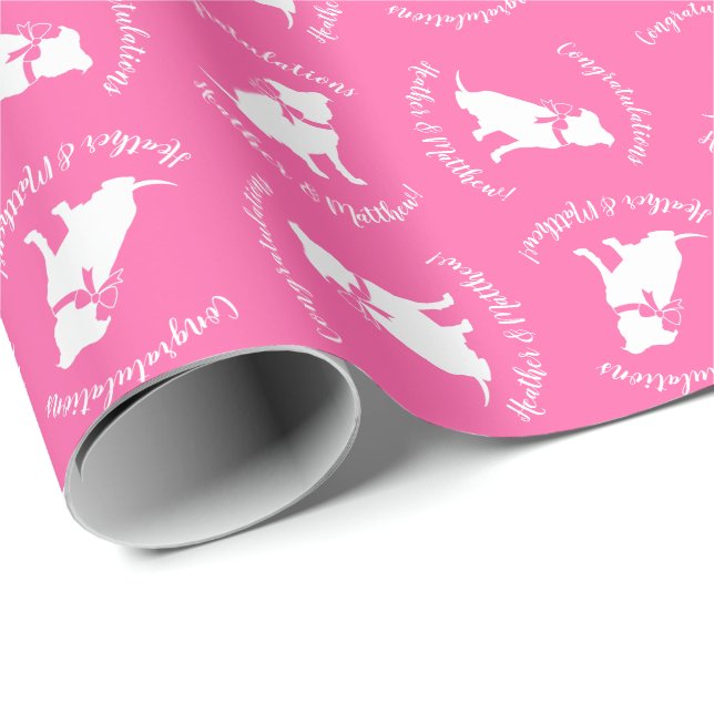 Pit Bull Dog Babydusche Pink Girl Pitbull Geschenkpapier (Rolleneckpunkt)
