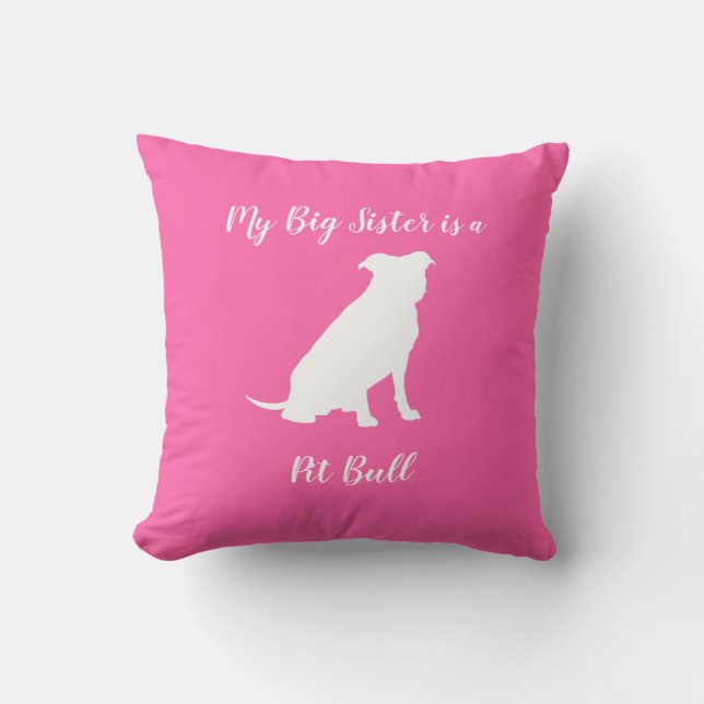 Pit Bull Dog Babydusche Pink Girl Pitbull Kissen (Vorderseite)