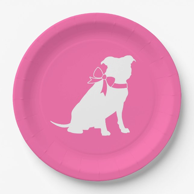 Pit Bull Dog Babydusche Pink Girl Pitbull Pappteller (Vorderseite)