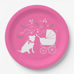 Pit Bull Dog Babydusche Pink Girl Pitbull Pappteller