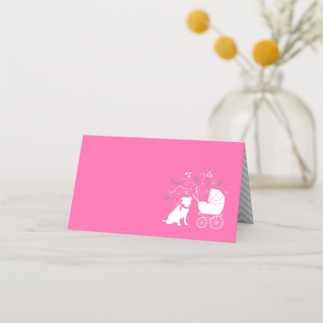Pit Bull Dog Babydusche Pink Girl Pitbull Platzkarte (Vorderseite)