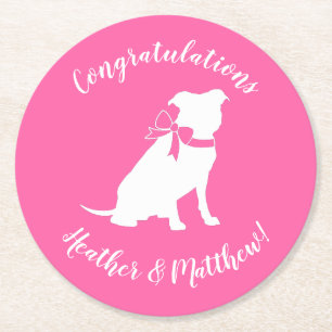 Pit Bull Dog Babydusche Pink Girl Pitbull Runder Pappuntersetzer