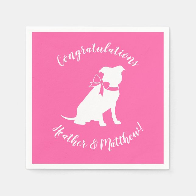 Pit Bull Dog Babydusche Pink Girl Pitbull Serviette (Vorderseite)