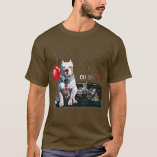Pit Bull Dog Clown Oh It Rain Balloon Funny Hallow T-Shirt