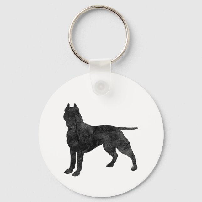 Pit Bull Dog Grunge Silhouette Schlüsselanhänger (Vorderseite)