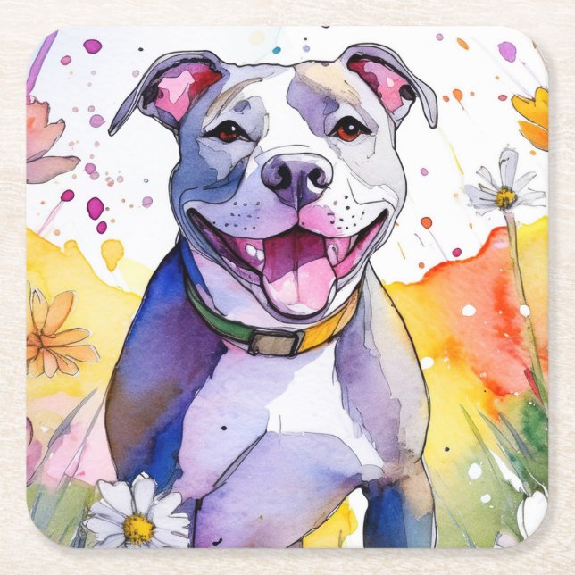 Pit Bull Dog Paper Untersetzer (Vorderseite)