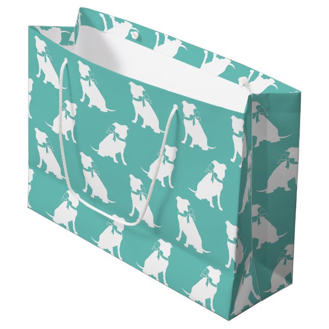 Pit Bull Dog Puppy Pitbull Große Geschenktasche Große Geschenktüte (Vorderseite Schrägansicht)