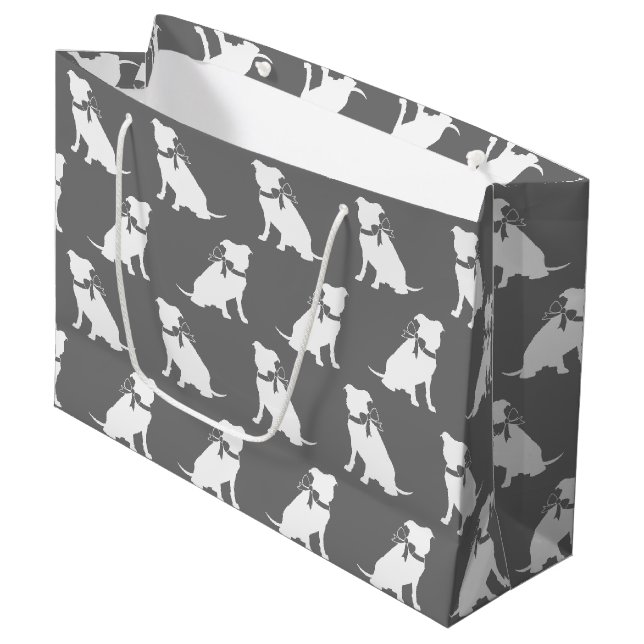 Pit Bull Dog Puppy Pitbull Große Geschenktasche Große Geschenktüte (Vorderseite Schrägansicht)
