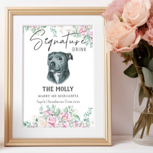 Pit Bull Dog Signature Drink Sign Poster
