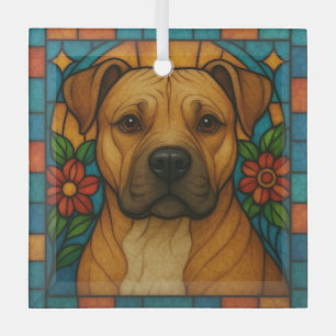 Pit Bull Dog "Stainted Glass" Ornament Aus Glas