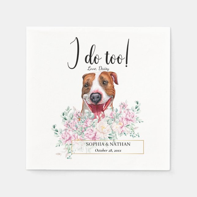 Pit Bull Dog Wedding Cocktail Napkins Serviette (Vorderseite)