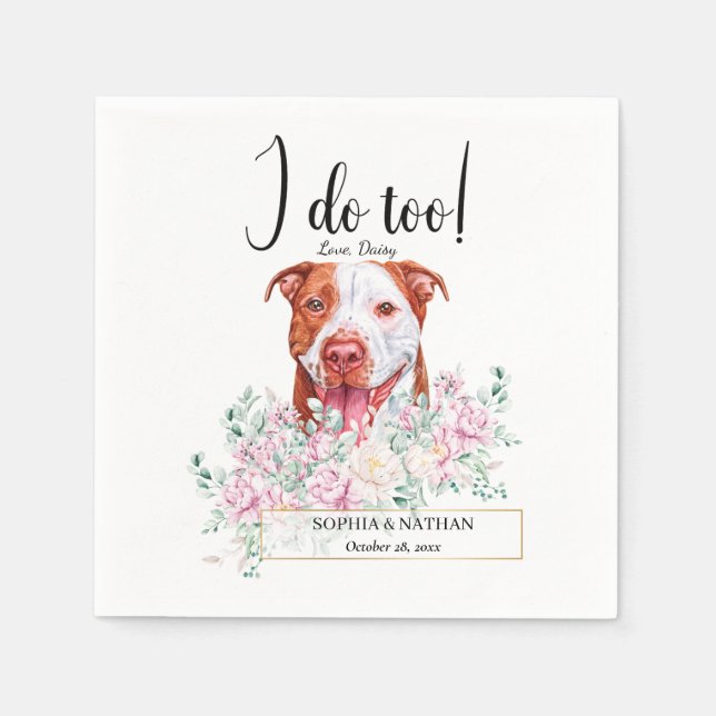 Pit Bull Dog Wedding Cocktail Napkins Serviette (Vorderseite)